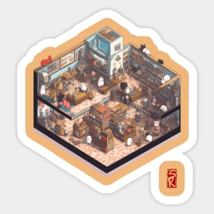 Isometric cat library Sticker